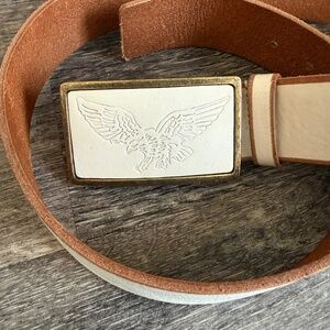 Vintage LINEA PELLE White Leather Belt 34 RARE